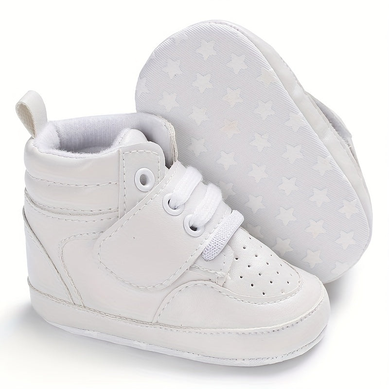 Baby Boys High Top Sneakers Hook & Loop Fastener Toddlers Outdoor Walking Shoes