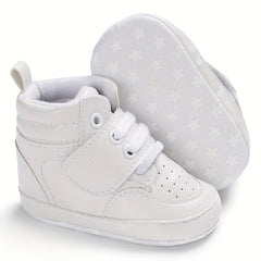 Baby Boys High Top Sneakers Hook & Loop Fastener Toddlers Outdoor Walking Shoes