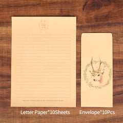 20pcs Vintage Stationery Set: 10 Sheets Letter Paper, 10 Envelopes, Flowers