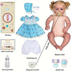 Realistic Reborn Baby Doll with Dress & Bunny Vinyl Baby Fat Limbs Cloth Body Ac