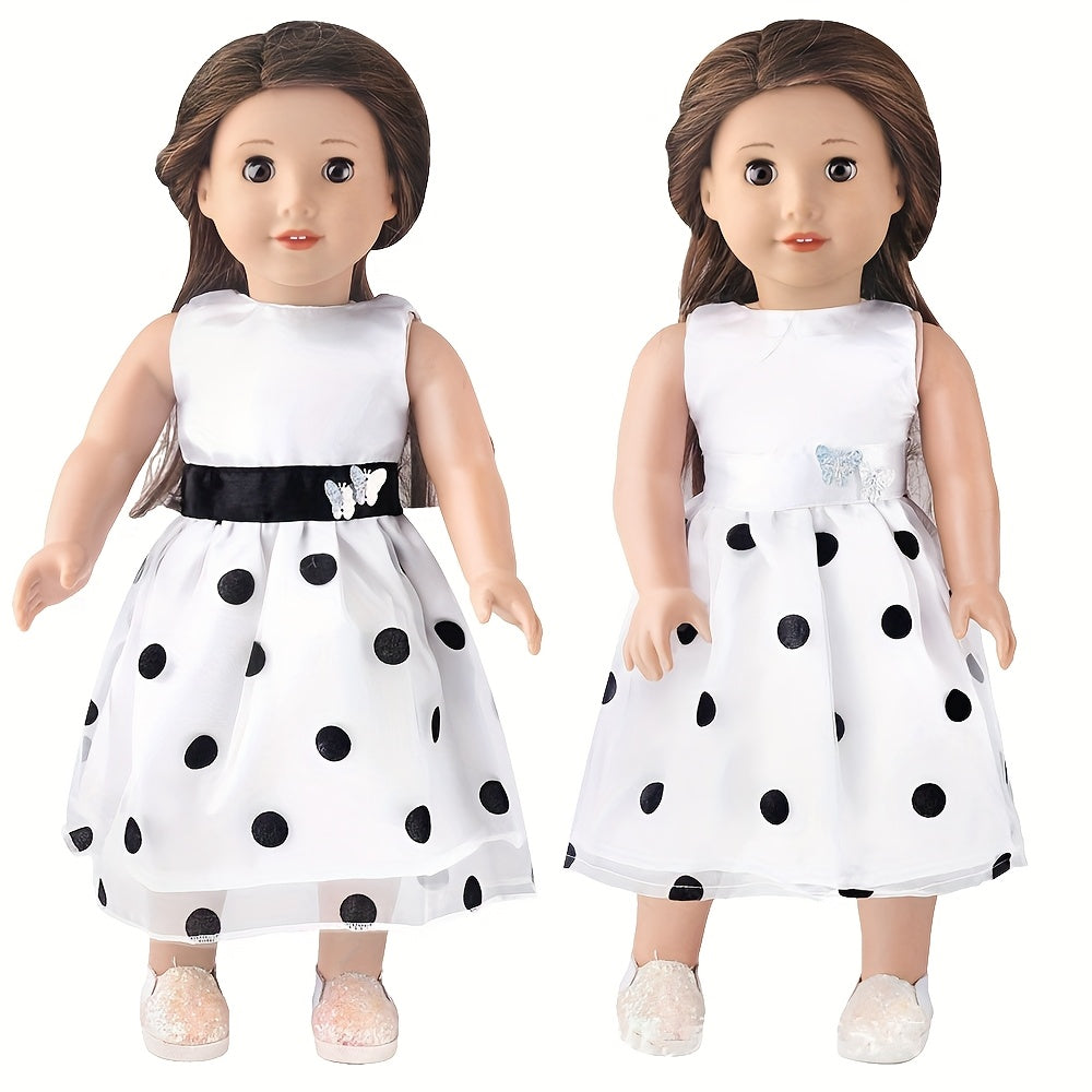 18in Doll Clothing Dress - Polka Dot Skirt, Bow Tie - Fits 18 inch Dolls