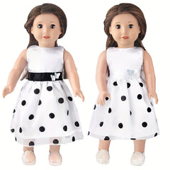 18in Doll Clothing Dress - Polka Dot Skirt, Bow Tie - Fits 18 inch Dolls