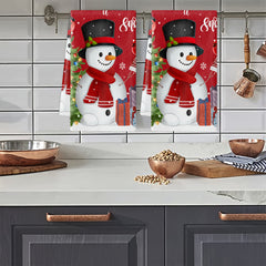 2pcs Christmas Pattern Microfiber Towels Soft Absorbent Fingertip Towel