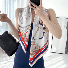 Classic Sailboat Print Satin Bandana Square Scarf