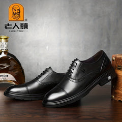 LAORENTOU Men's Leather Oxford Shoes Lightweight Formal Shoes