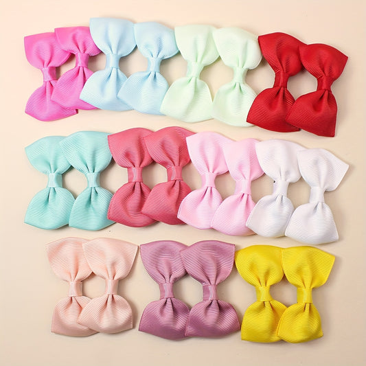 11 Pairs Plain Bow Hair Clips Headwear Hair Accessories For Girls Kids