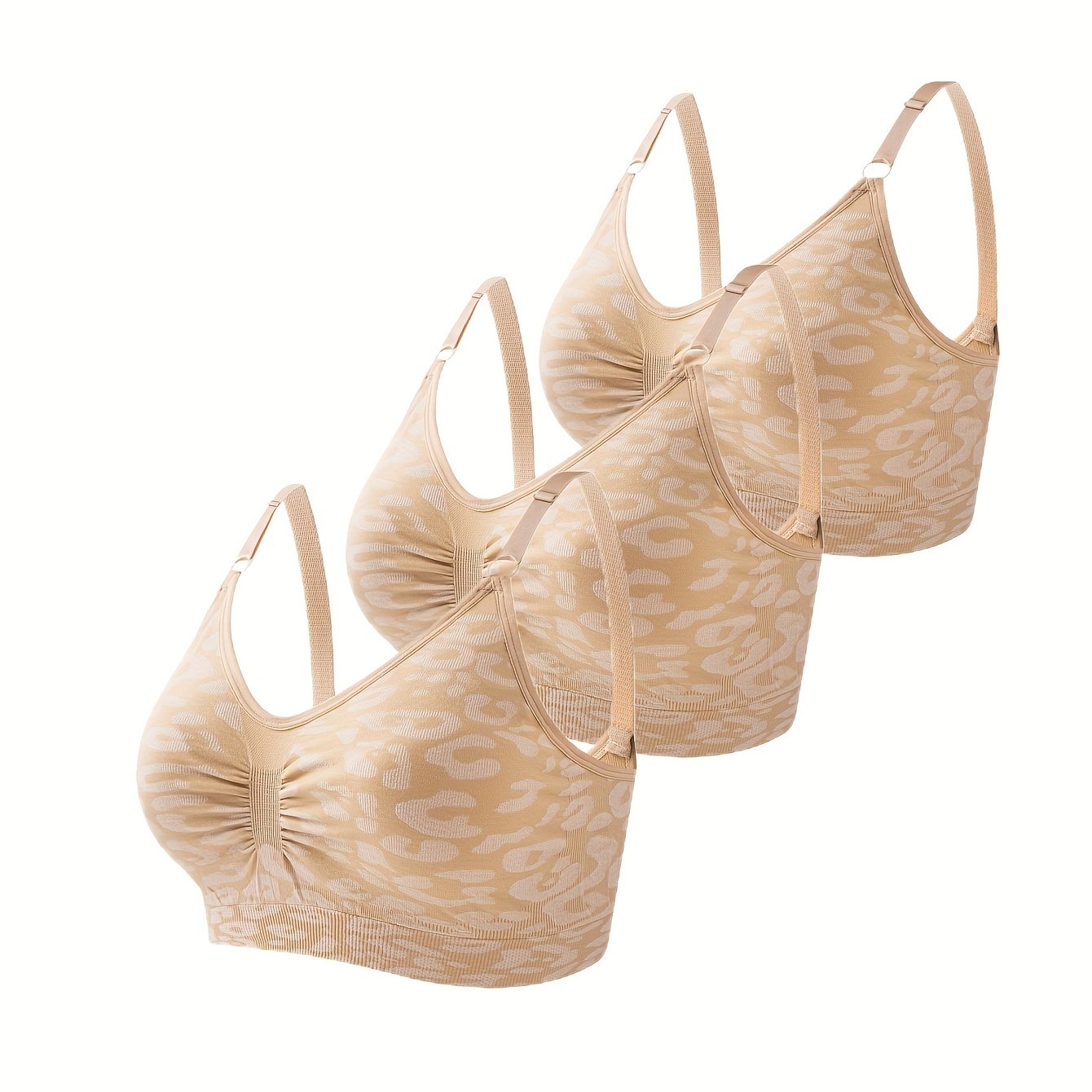 3pcs Leopard Pattern Bralettes Women's Lingerie