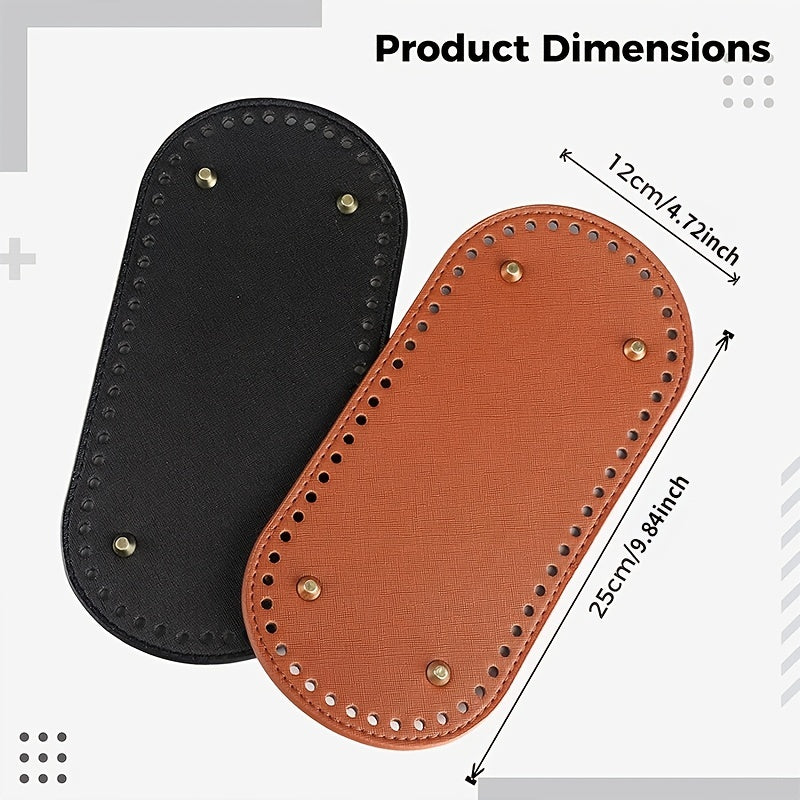 2pcs PU Leather Bag Bottom Holder Woven Bag Bottom DIY Handbag Oval