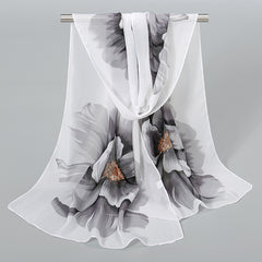 50 x 150cm Chiffon Flower Print Scarf - Casual Boho Shawl