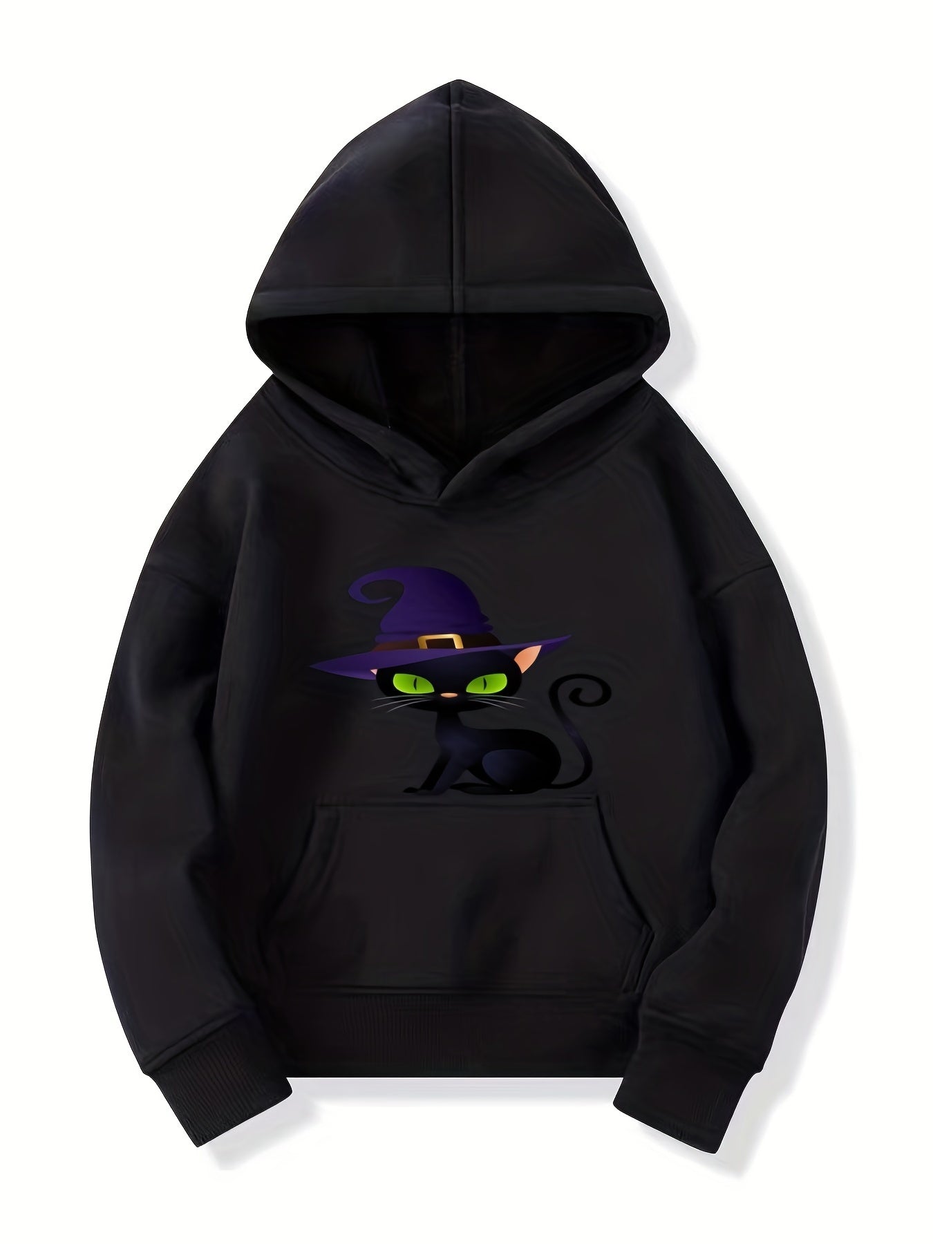 Kitten Witch Hat Hoodie Girls Halloween Top Kids Gift