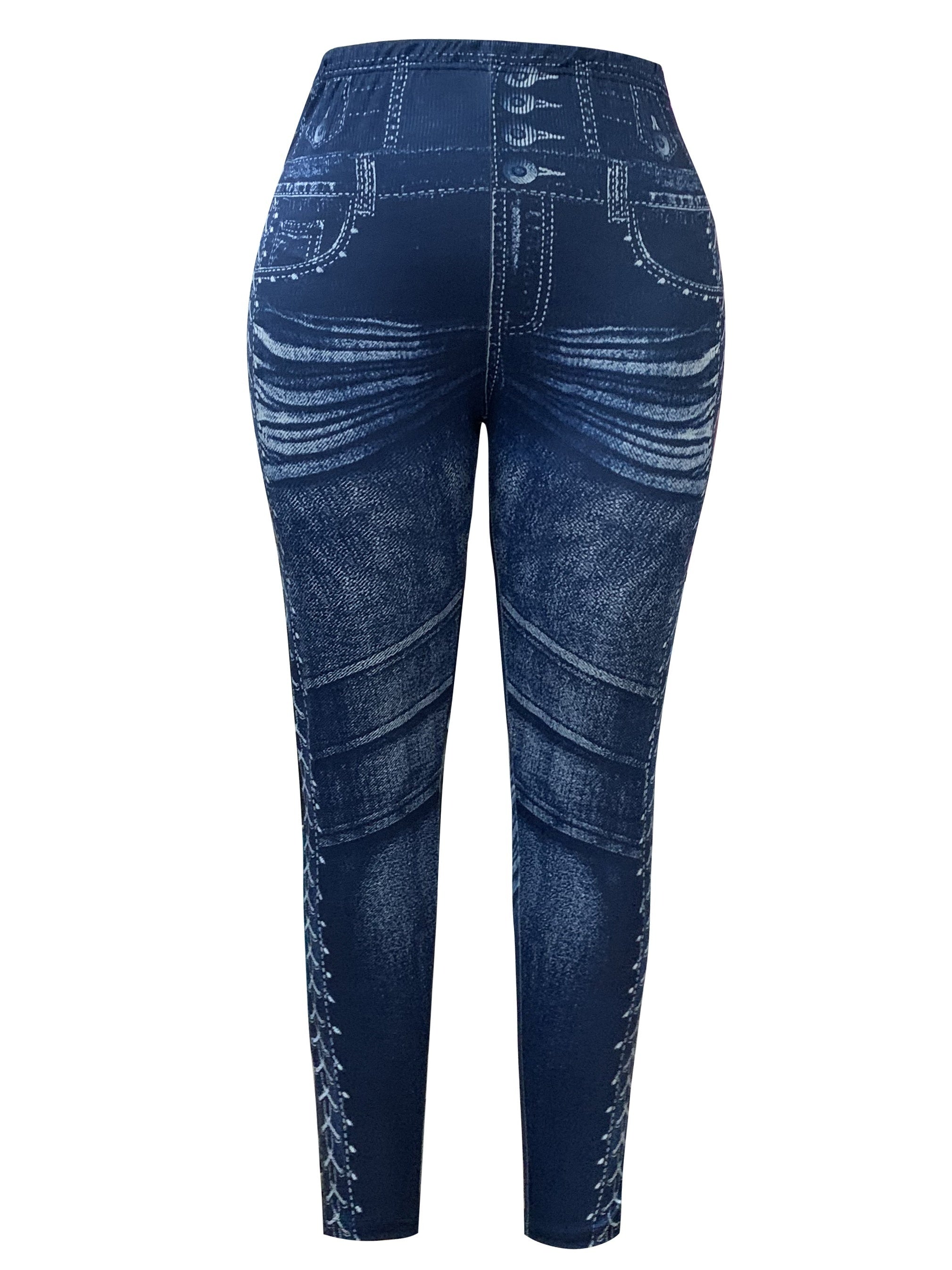 Women's Plus Denim Print High Rise Skinny Leggings