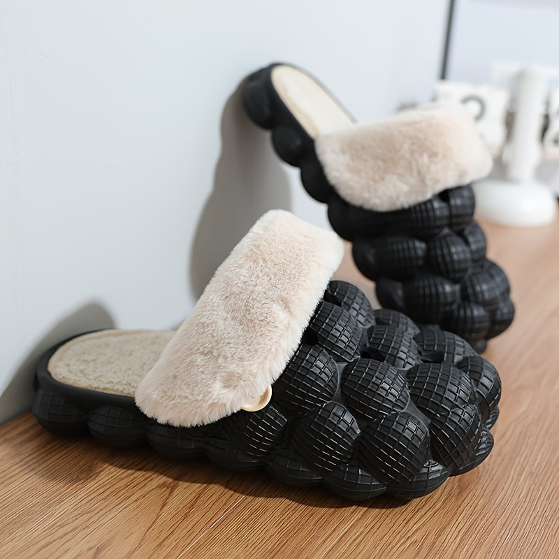 Women's Comfortable Fleece Outdoor Platform Hole Slippers