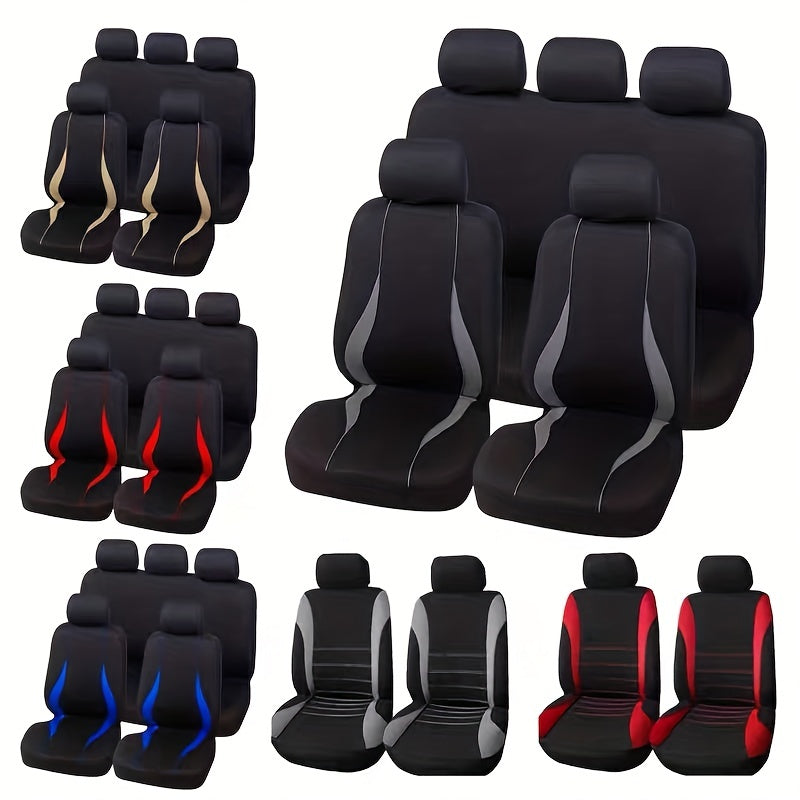 9pcs Seat Covers Safe for Air Bags Various Grey Red