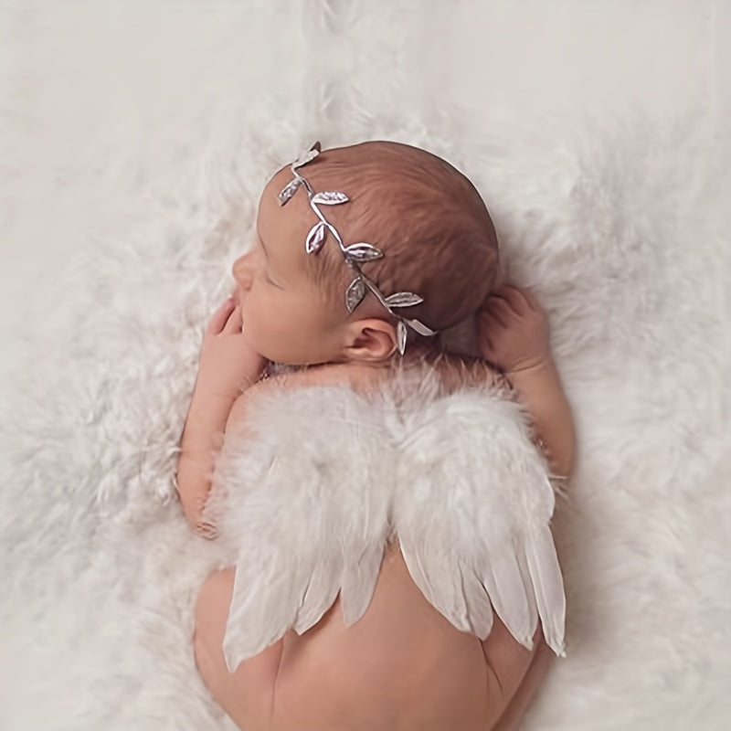 Newborn Angel Feather Leaf Hairband Set