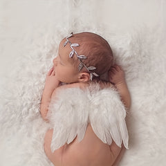 Newborn Angel Feather Leaf Hairband Set