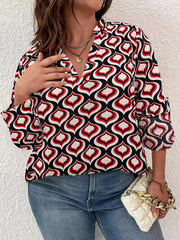 Allover Print Notched Neck Top