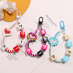 Heart Keychain Bead Lanyard Phone Case Cord