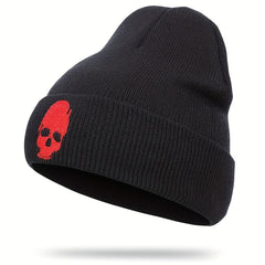 Skull Embroidery Beanie Hip Hop Solid Knit Hats Elastic Cap
