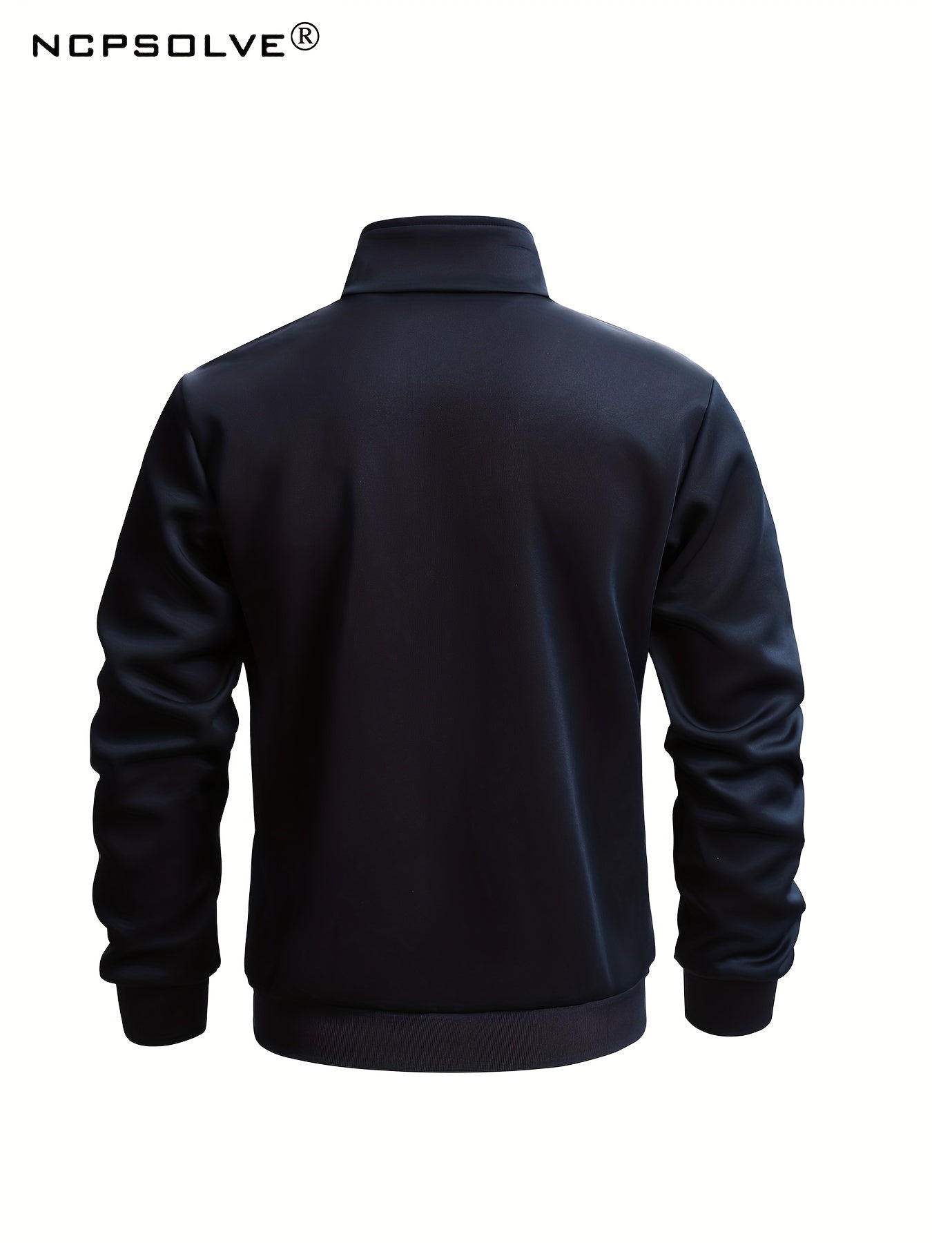 2pcs Men's Sports Suit Block Stand Collar Zip Up Jacket & Elastic Waist Pants