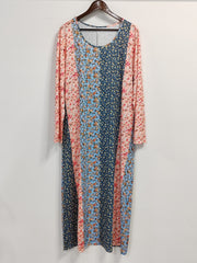 Boho Dress Women's Plus Colorblock Floral Print Long Sleeve V Neck