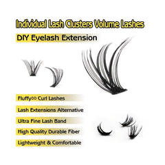 60Pcs Lash Clusters DIY Eyelashes DD Curl 12-16mm Mixed Volume 60D 80D 0.07 Mix