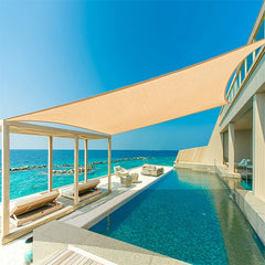Beige Sunshade Net Waterproof Fabric UV Block Awning Sun Shade Sail