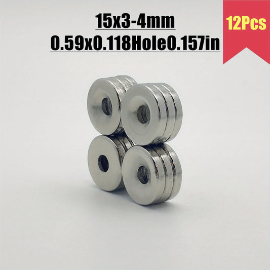 100pcs 15x3 Hole 4mm Strong Magnet w/Holes Small Rare Earth Magnets