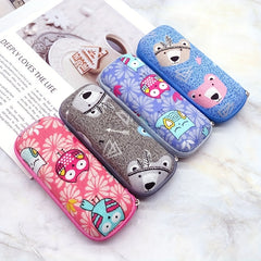 Cartoon Owl Bird Bear Print Glasses Case Sunglasses Zipper Case