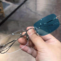 Men's Lightweight Frameless Changing Glasses with Anti Light Lens & Case