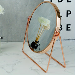 Vintage Metal Makeup Mirror Double Sided Round Beauty Mirror
