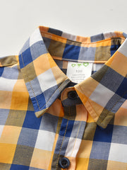 Plaid Lapel Shirt Boys Summer Casual Top