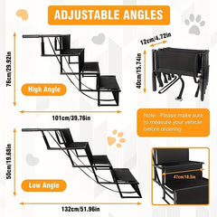 Dog Ramp Car Stairs Aluminum Frame 4 Steps Portable Lightweight Pet Stairs