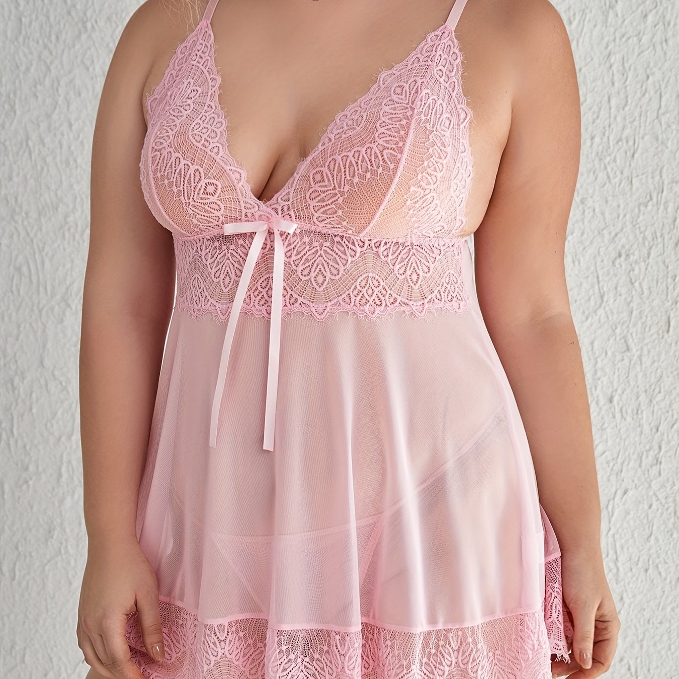 Sexy Eyelash Lace Mesh Slips With Panty