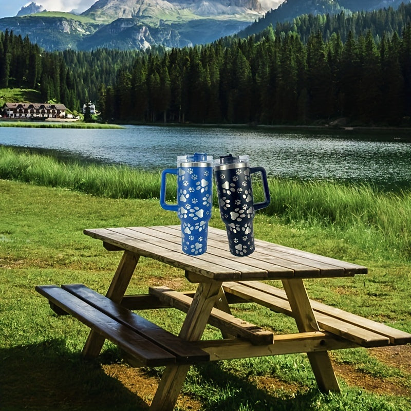 Laser Cat Claw 40oz Insulated Stainless Steel Water Bottle with Handle