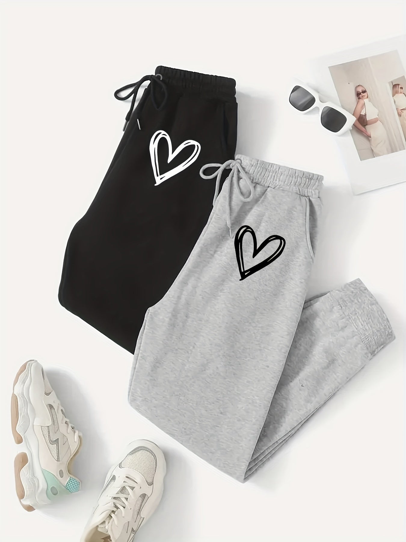 Two Piece LA Letter Print Sweatpants Casual Set Women's Clothing
