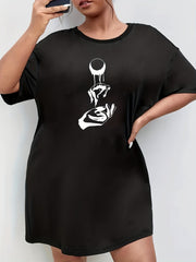 Graphic Print Short Sleeve Sleep Dress