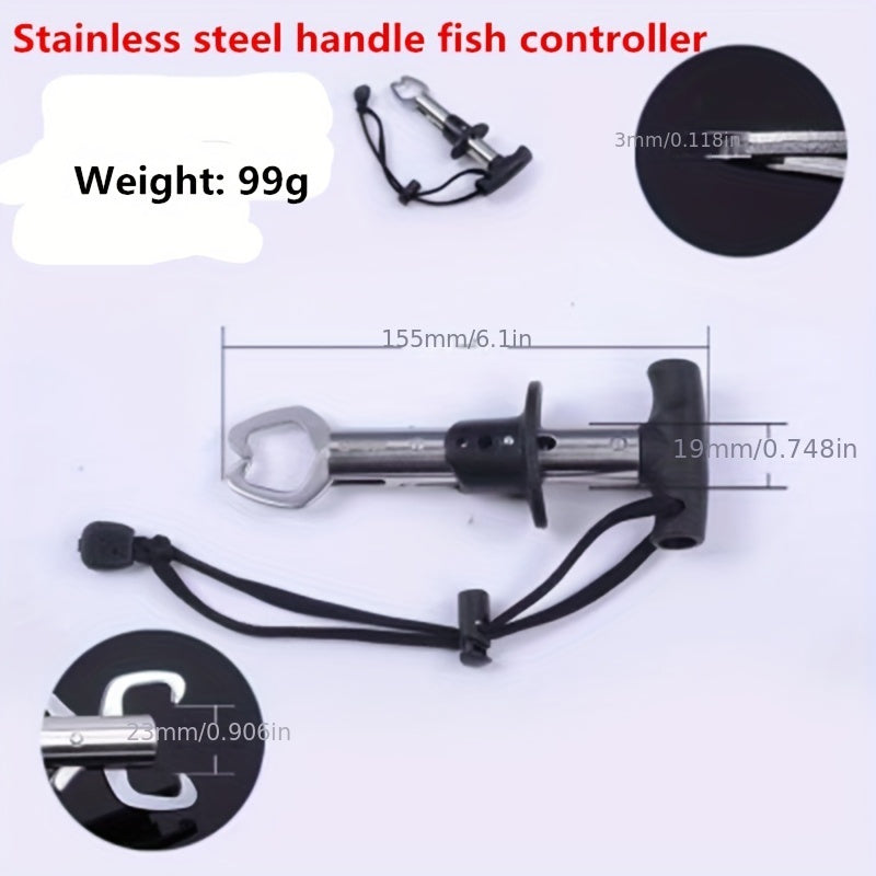 T Shape Fish Controller Stainless Steel Fish Lip Gripper Fishing Tool