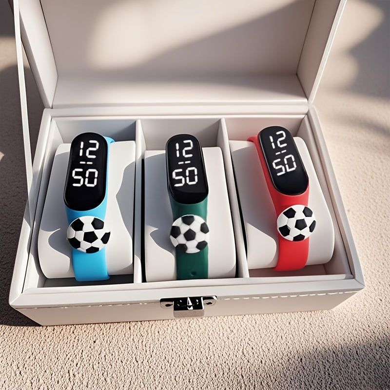 3pcs Football Doll Watch Set Multicolor LED Touchscreen Electronic Bracelets