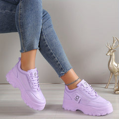 Women's Platform Chunky Sneakers Lace Up Sports Shoes