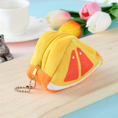 Plush Triangle Fruit Coin Purse Wallet Storage Bag - Holiday Gift