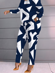 Geometric Print 2pcs Set Women's Plus