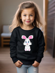 Girls Rabbit Pattern Crew Neck Sweatshirt Spring Fall Christmas Gift