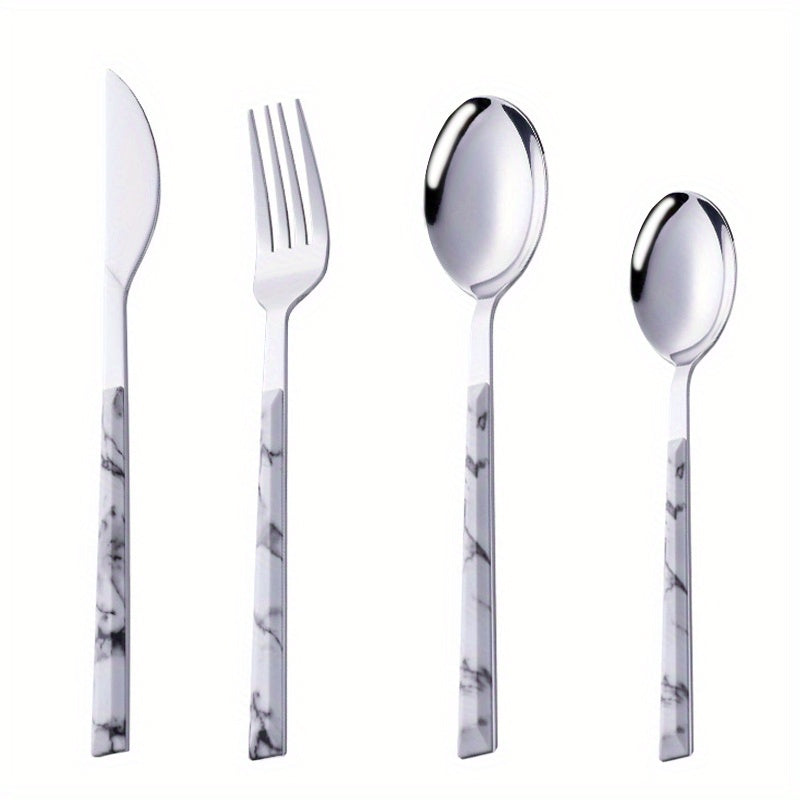 24pcs Stainless Steel Cutlery Set with Wooden Handle