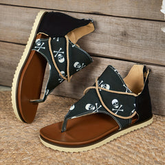 Women's Leopard Floral Print Clip Toe Sandals