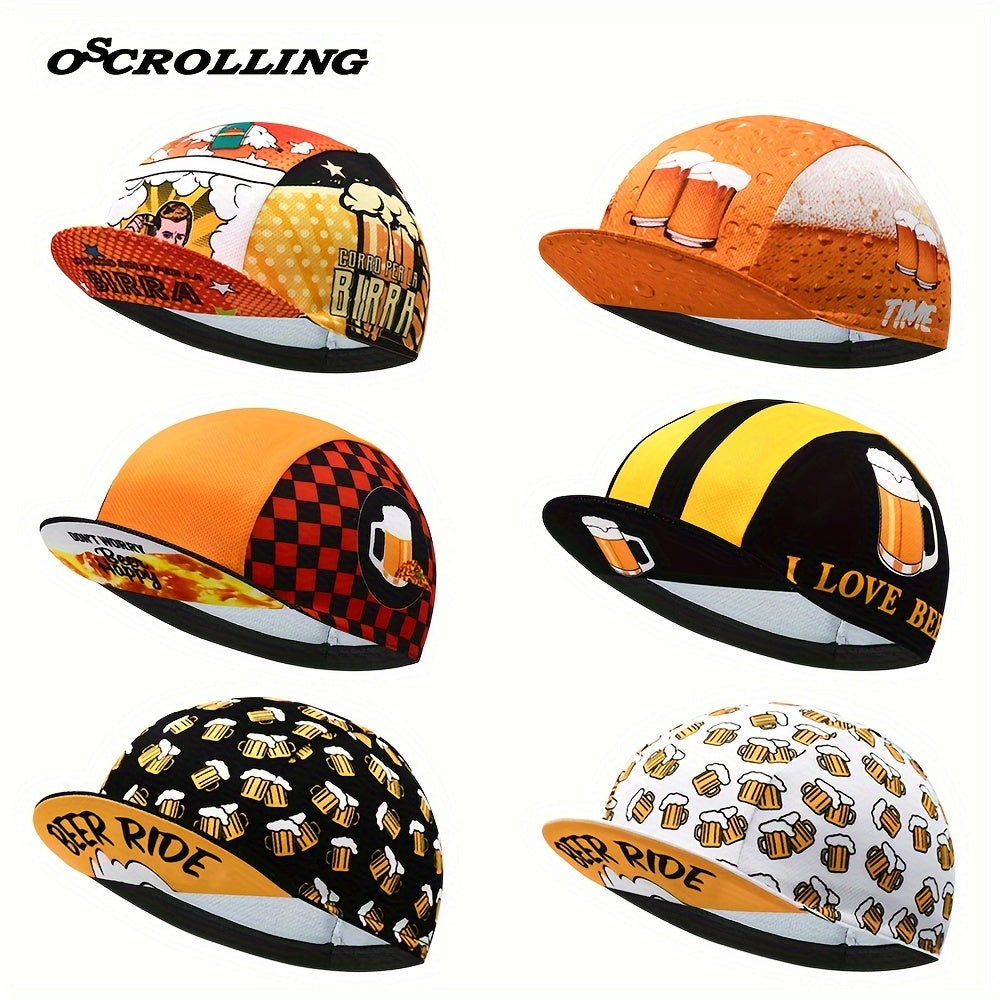 Beer Pattern Retro Cycling Cap Vintage Breathable Bicycle Anti Sweat Cap