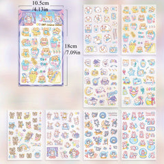 8pcs Cartoon Animal Stickers Pack Waterproof for Cup Laptop Scrapbook Notebook