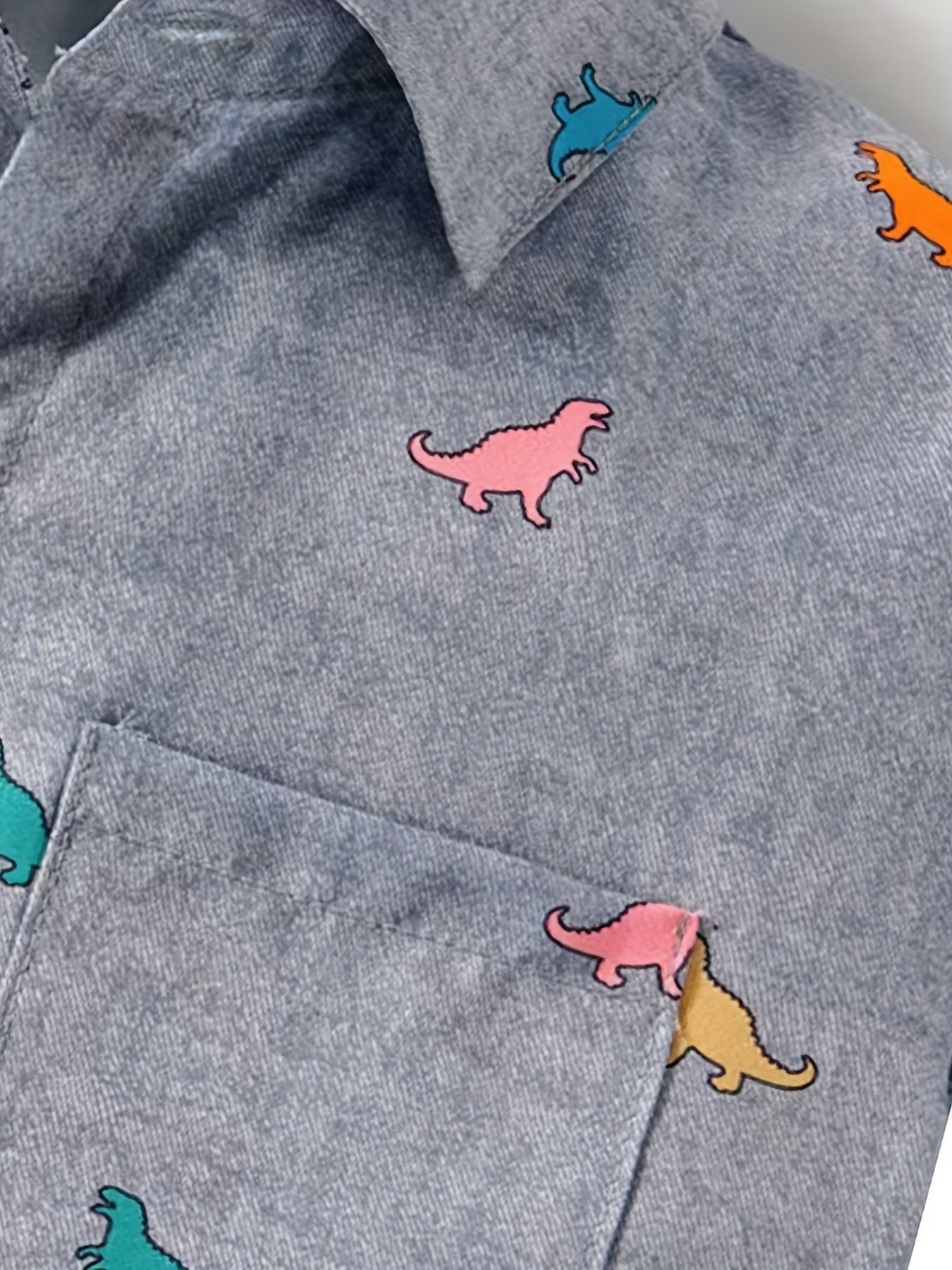 Dinosaur Graphic Print Boys Casual Short Sleeve Shirt