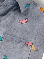 Dinosaur Graphic Print Boys Casual Short Sleeve Shirt