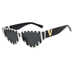 Ladies & Panda Stripe V Cat Eye Sunglasses