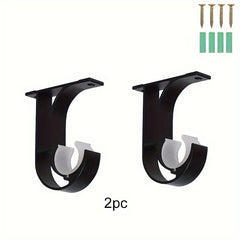 2pcs Metal Curtain Rod Bracket Wall Mount Shower Rod Holder Home Decor